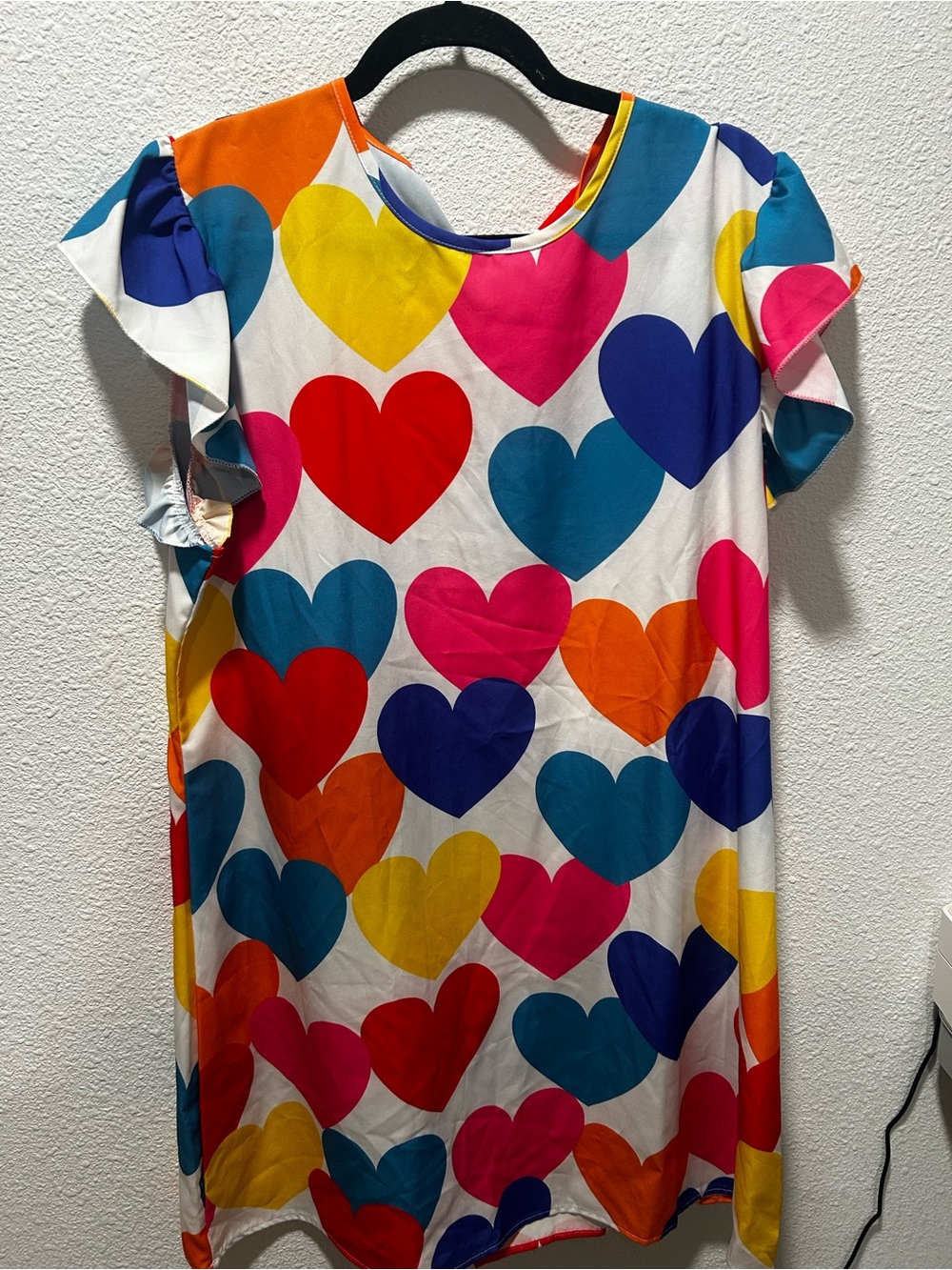 Source Unknown White Midi Dress with Multicolor Heart Print